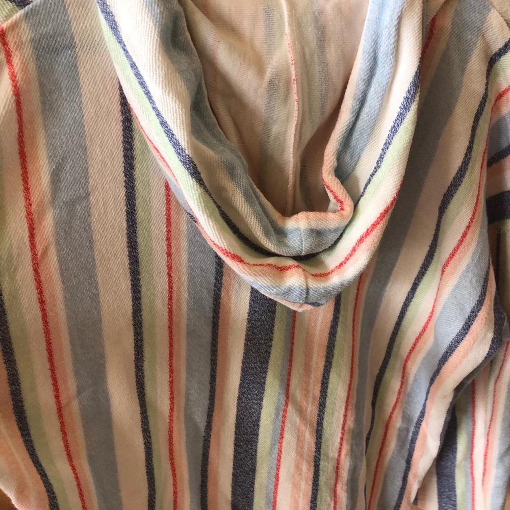 Roxy Boho Pastel Multi-Striped Hooded Pullover Sweatshirt with Pockets - Picture 10 of 10